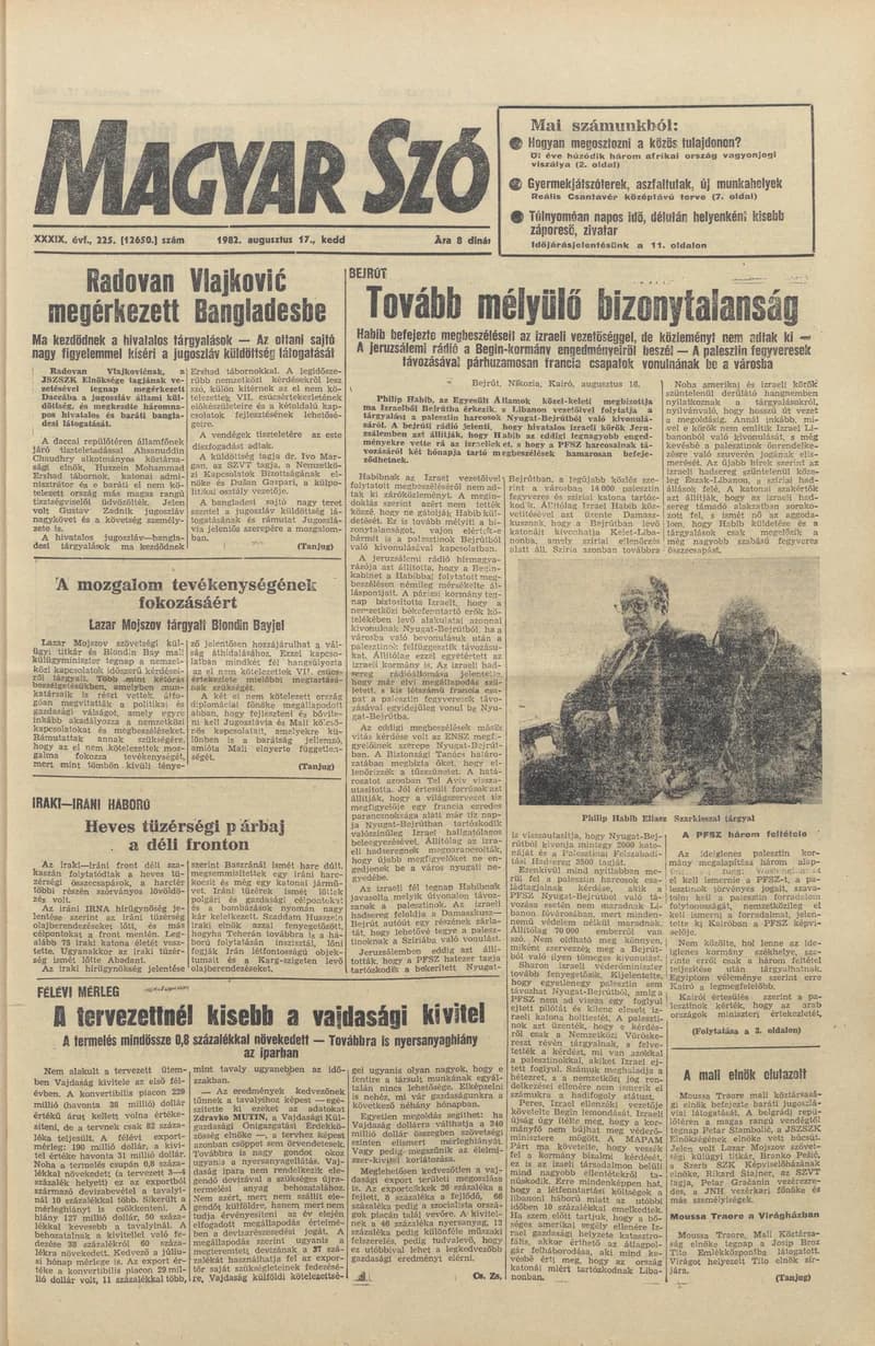 Magyar Szó, 39. évf. 1982. augusztus 17. 225. sz. 1–20. oldal