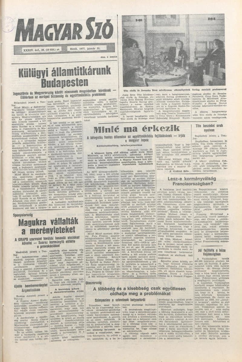 Magyar Szó, 34. évf. 1977. január 31. 29. sz.