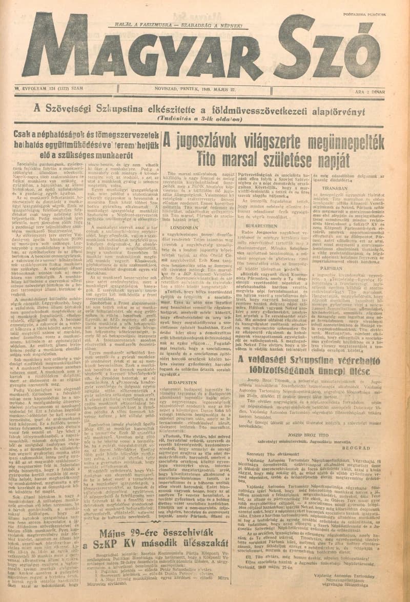 Magyar Szó, 6. évf. 1949. május 27. 124. sz. 1–4. oldal