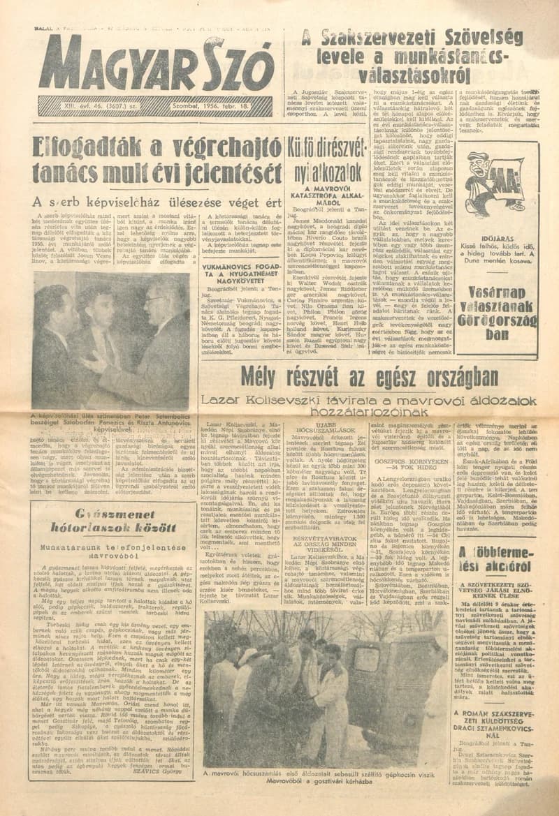 Magyar Szó, 13. évf. 1956. február 18. 46. sz. 1–12. oldal