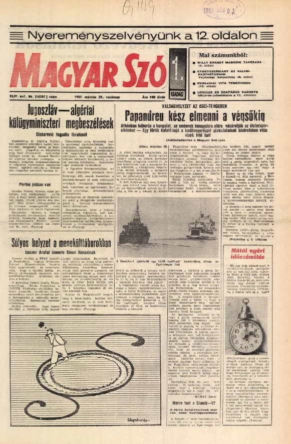 Magyar Szó, 44. évf. 1987. március 29. 86. sz. 1–32. oldal