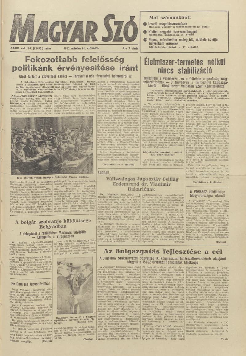 Magyar Szó, 39. évf. 1982. március 11. 68. sz. 1–20. oldal