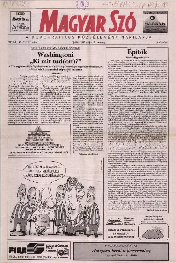 Magyar Szó, 59. évf. 2002. május 19. 115. sz. 1–28. oldal