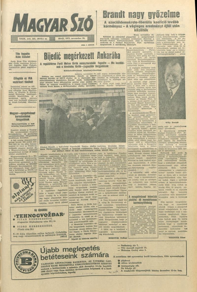 Magyar Szó, 29. évf. 1972. november 20. 321. sz. 1–10. oldal