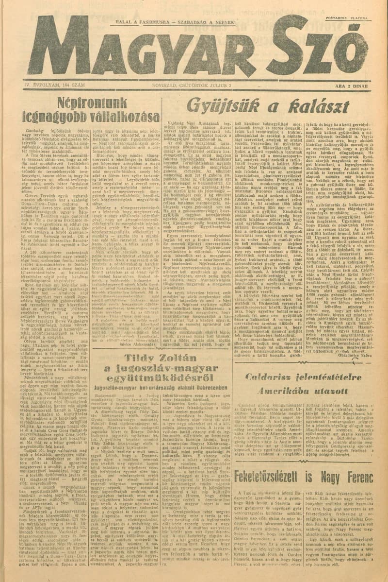 Magyar Szó, 4. évf. 1947. július 3. 164. sz. 1–6. oldal