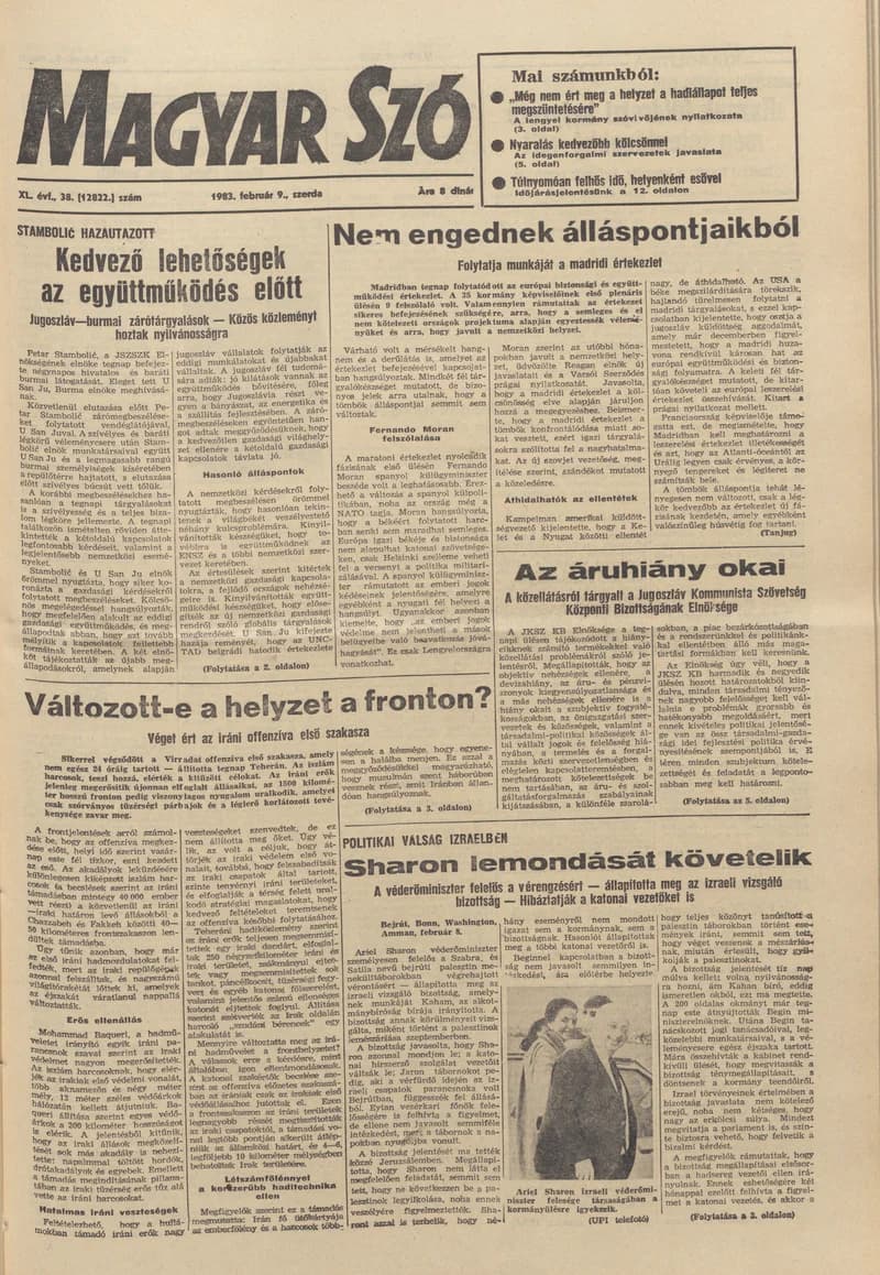 Magyar Szó, 40. évf. 1983. február 9. 38. sz. 1–24. oldal