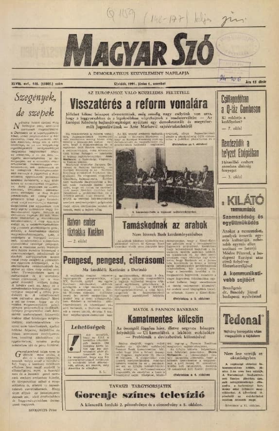 Magyar Szó, 48. évf. 1991. június 1. 148. sz. 1–24. oldal