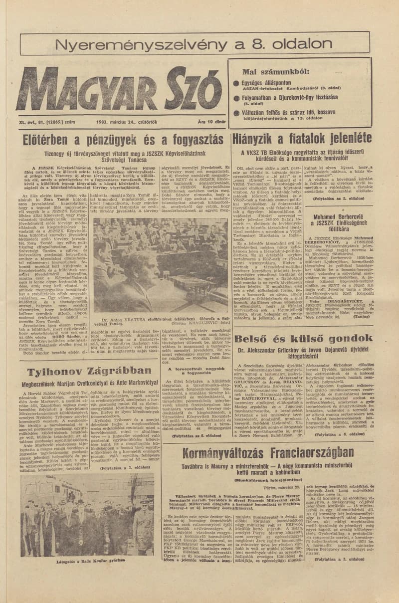 Magyar Szó, 40. évf. 1983. március 24. 81. sz. 1–24. oldal