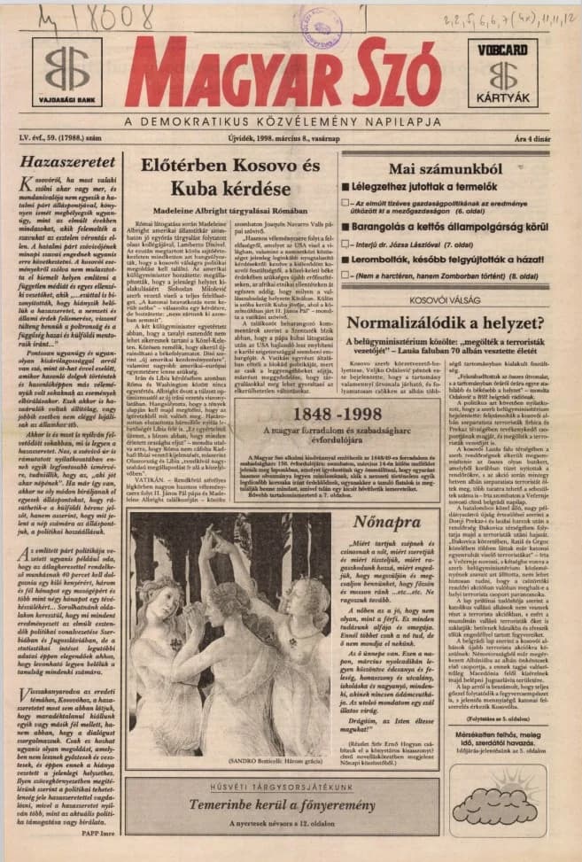 Magyar Szó, 55. évf. 1998. március 8. 59. sz. 1–24. oldal
