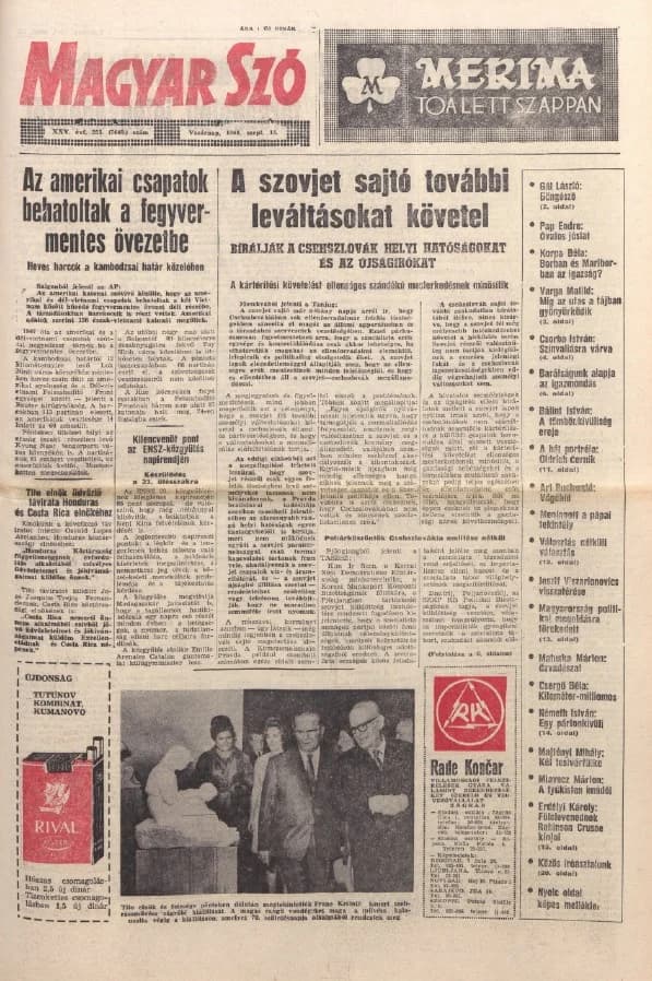 Magyar Szó, 25. évf. 1968. szeptember 15. 255. sz. 1–32. oldal