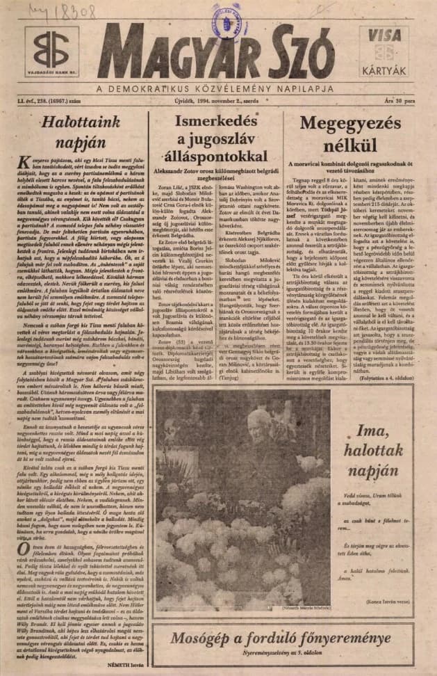 Magyar Szó, 51. évf. 1994. november 2. 238. sz. 1–16. oldal