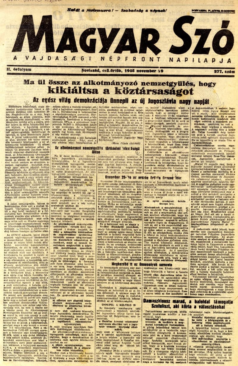 Magyar Szó, 2. évf. 1945. november 29. 277. sz. 1–4. oldal