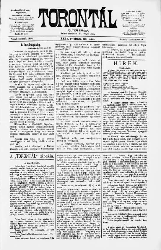 Torontál, 35. évf. 1906. szeptember 19. 213. sz.