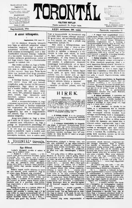Torontál, 35. évf. 1906. szeptember 13. 208. sz.