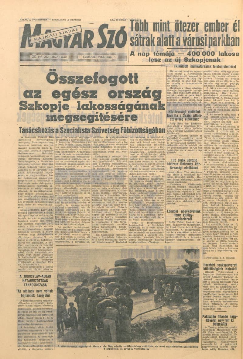 Magyar Szó, 20. évf. 1963. augusztus 1. 209. sz. 1–14. oldal