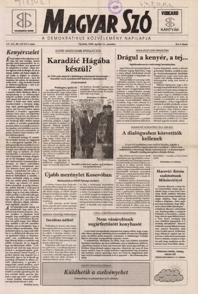 Magyar Szó, 55. évf. 1998. április 11. 88. sz. 1–16. oldal