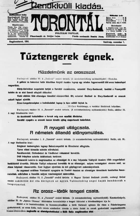 Torontál, 43. évf. 1914. november 1. 248. sz.