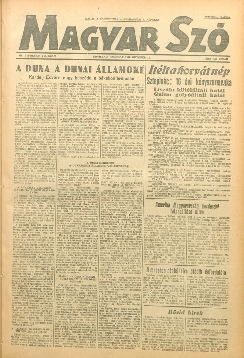Magyar Szó, 3. évf. 1946. október 12. 243. sz. 1–4. oldal