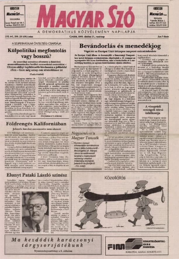 Magyar Szó, 56. évf. 1999. október 17. 200. sz. 1–24. oldal