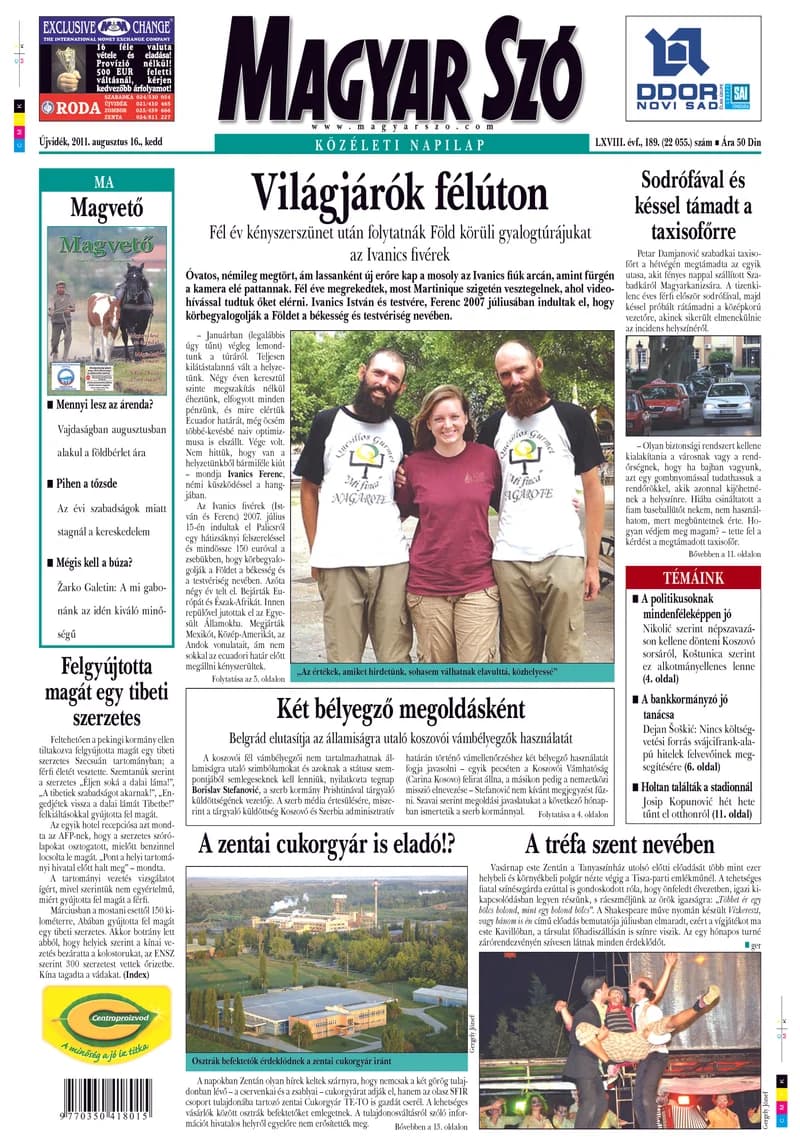 Magyar Szó, 68. évf. 2011. augusztus 16. 189. sz. 1–20. oldal
