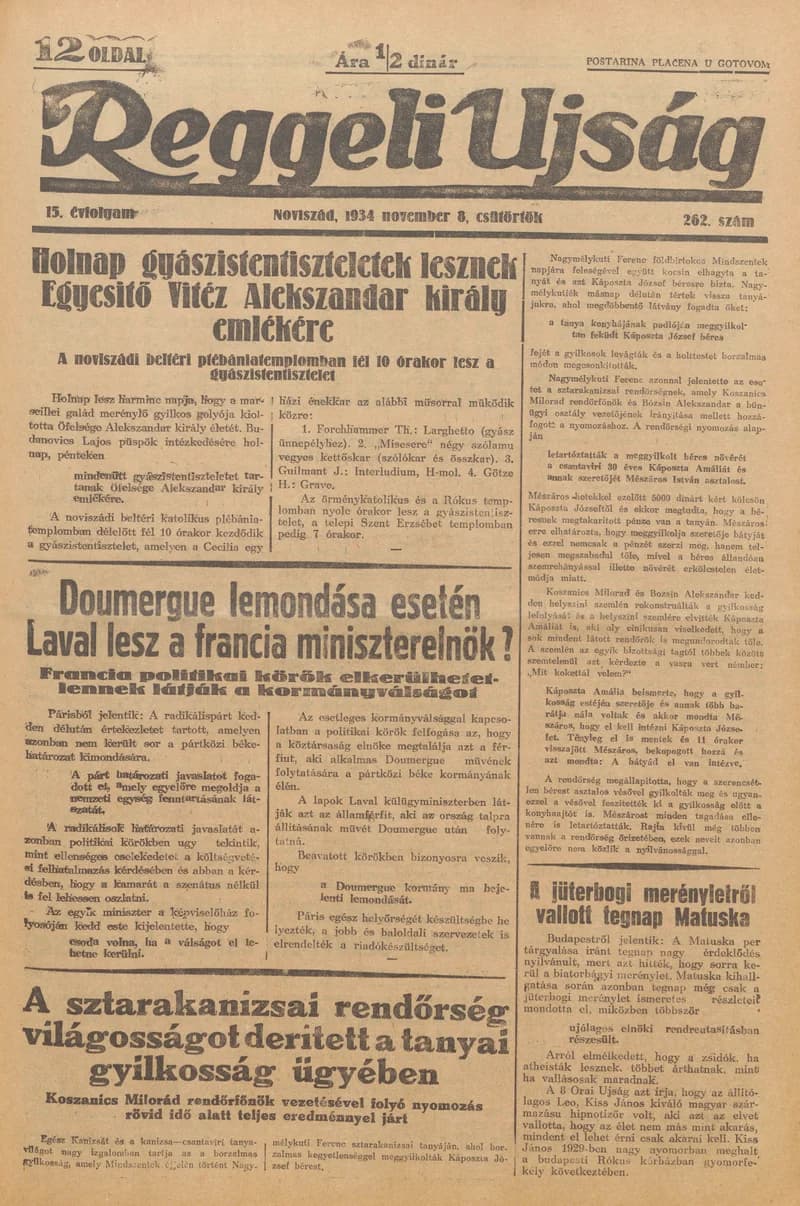 Reggeli Újság, 15. évf. 1934. november 8. 262. sz.