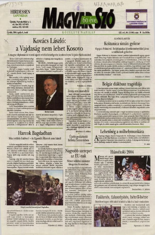 Magyar Szó, 61. évf. 2004. április 6. 80. sz. 1–20. oldal