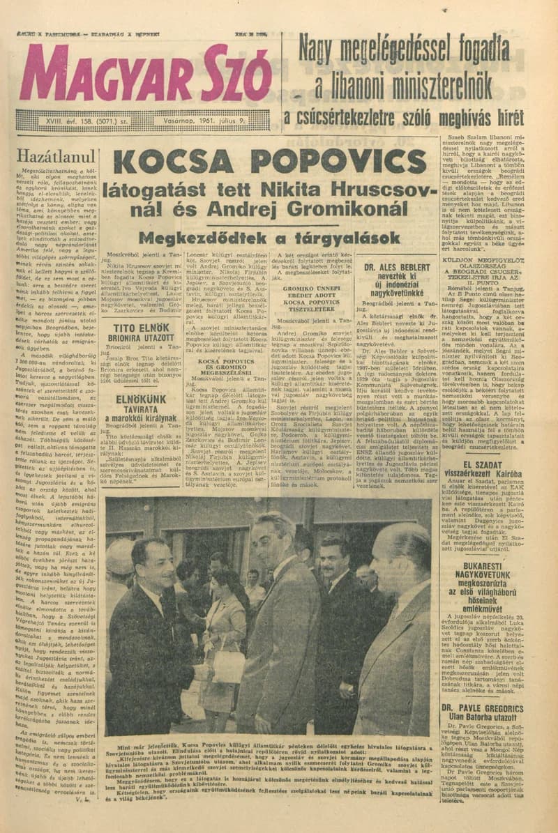 Magyar Szó, 18. évf. 1961. július 9. 158. sz. 1–24. oldal