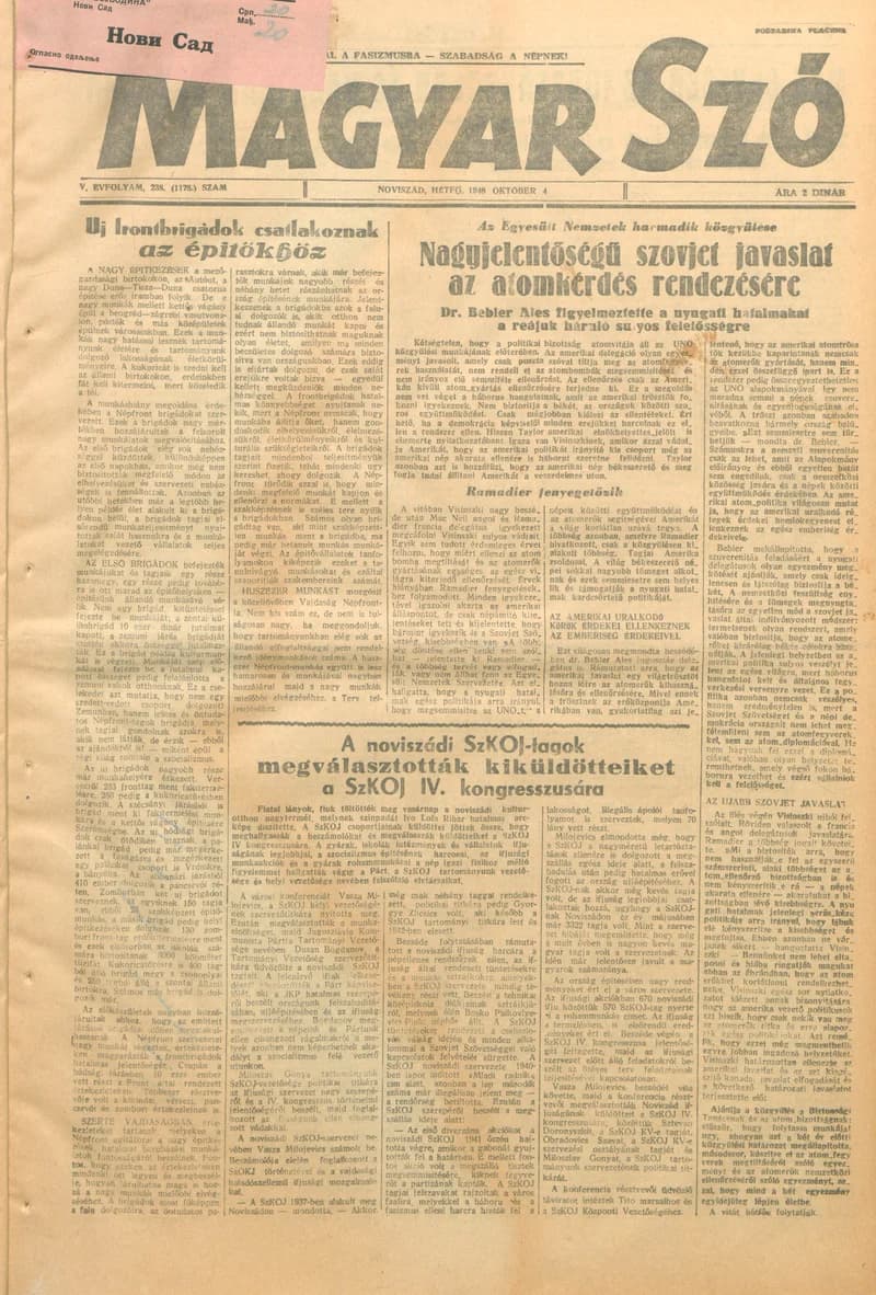 Magyar Szó, 5. évf. 1948. október 4. 238. sz. 1–4. oldal