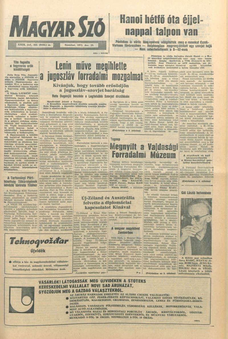 Magyar Szó, 29. évf. 1972. december 23. 352. sz. 1–20. oldal