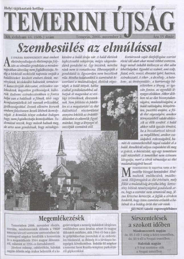 Temerini Újság, 12. évf. 2006. november 2. 44. sz.