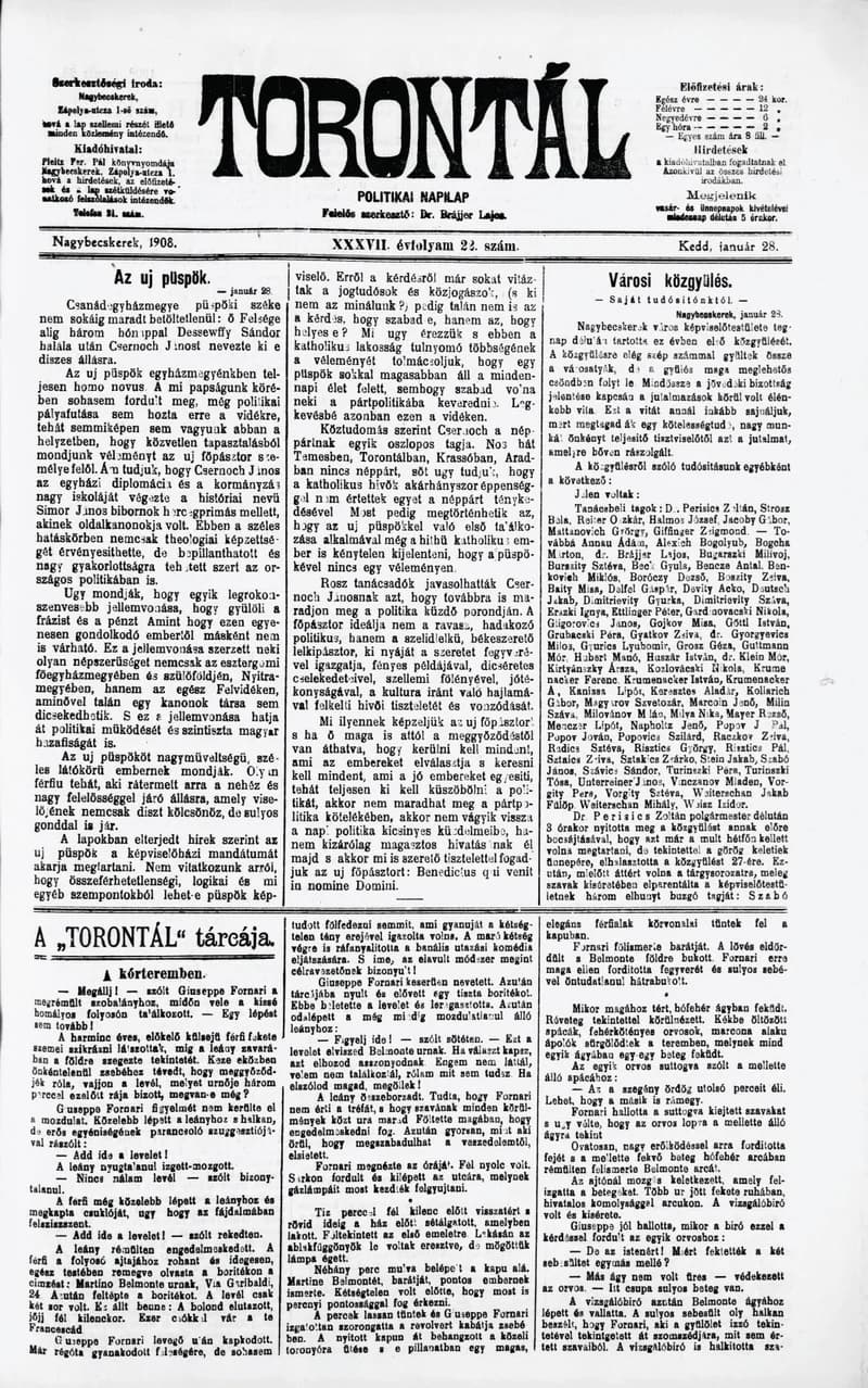 Torontál, 37. évf. 1908. január 28. 22. sz.