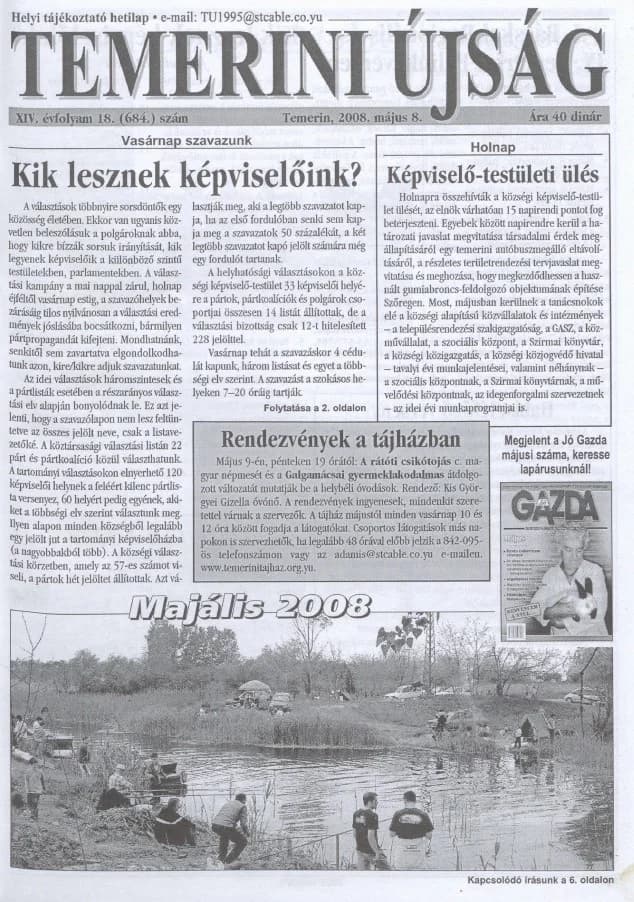 Temerini Újság, 14. évf. 2008. május 8. 18. sz.