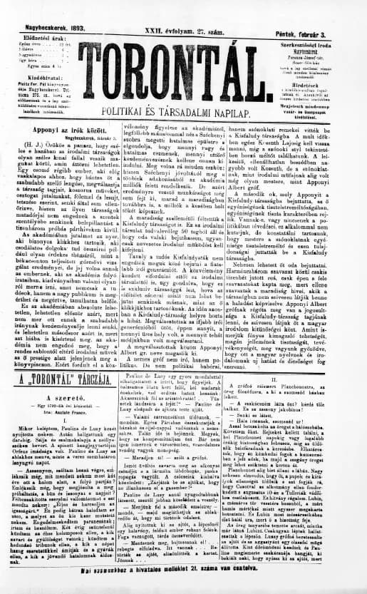 Torontál, 22. évf. 1893. február 3. 27. sz.