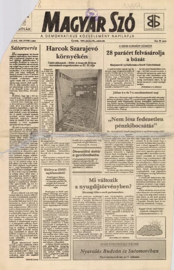 Magyar Szó, 52. évf. 1995. június 30. 149. sz. 1–16. oldal