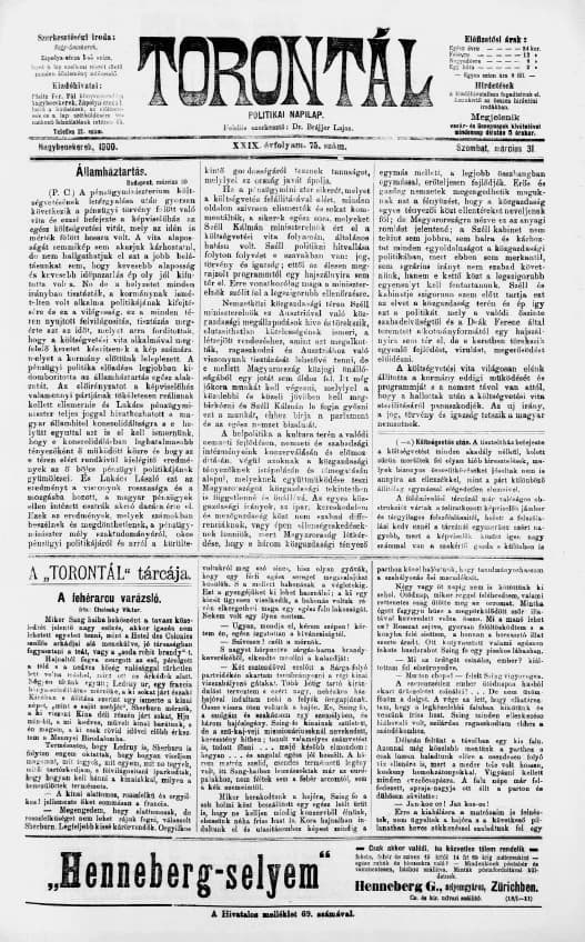 Torontál, 29. évf. 1900. március 31. 75. sz.
