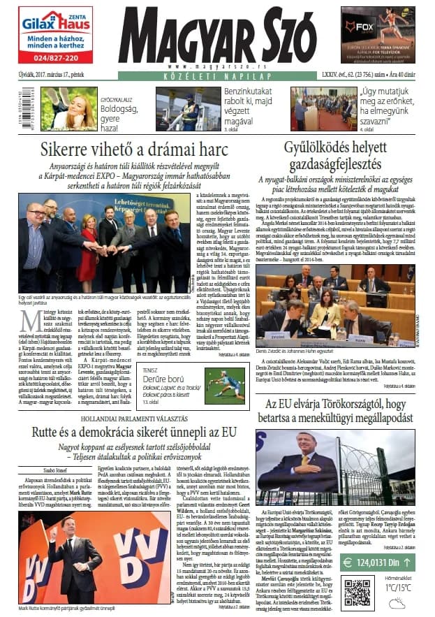 Magyar Szó, 74. évf. 2017. március 17. 62. sz. 1–16. oldal