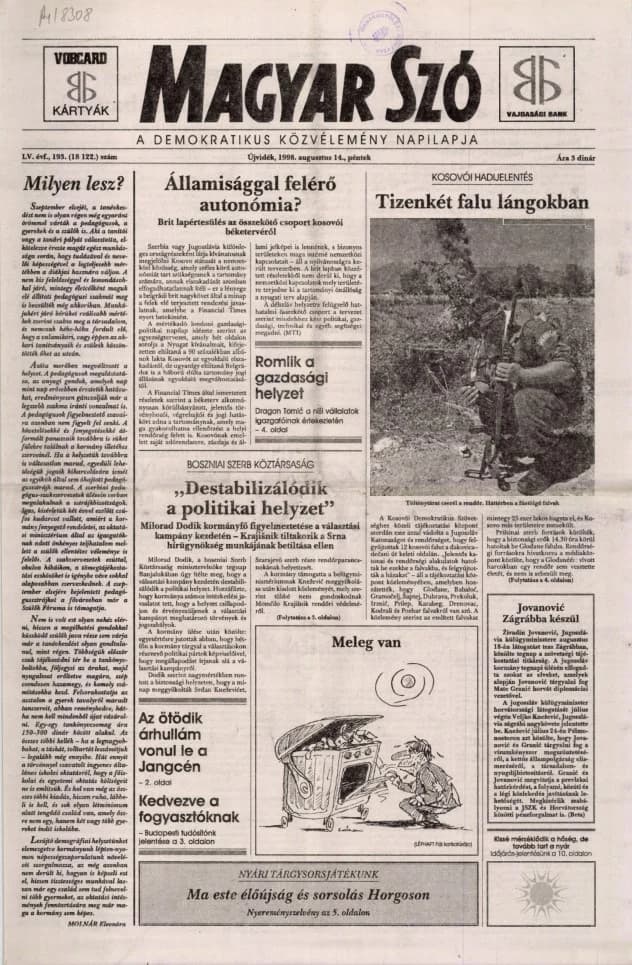 Magyar Szó, 55. évf. 1998. augusztus 14. 193. sz. 1–16. oldal
