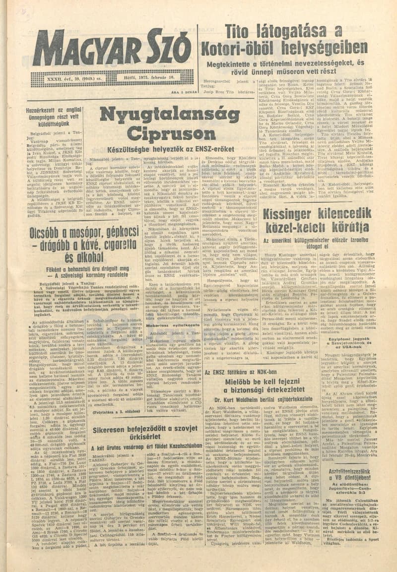 Magyar Szó, 32. évf. 1975. február 10. 39. sz.