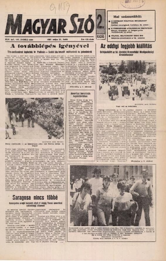 Magyar Szó, 44. évf. 1987. május 25. 141. sz. 1–24. oldal