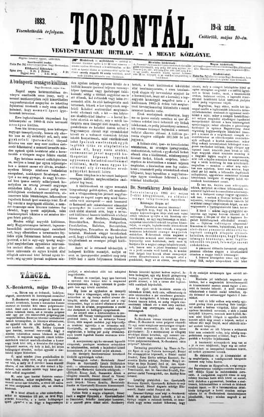 Torontál, 12. évf. 1883. május 10. 19. sz.