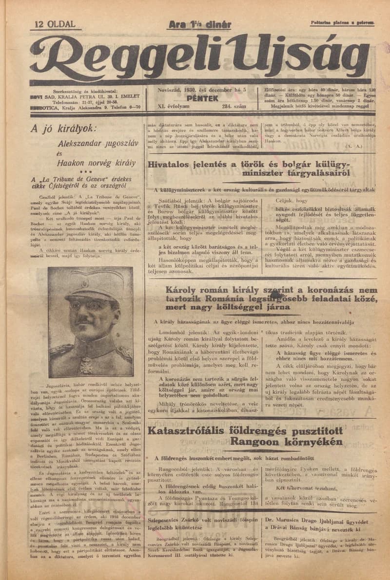 Reggeli Újság, 11. évf. 1930. december 5. 284. sz.