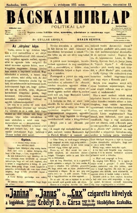 Bácskai Hirlap, 5. évf. 1901. december 11. 193. sz.