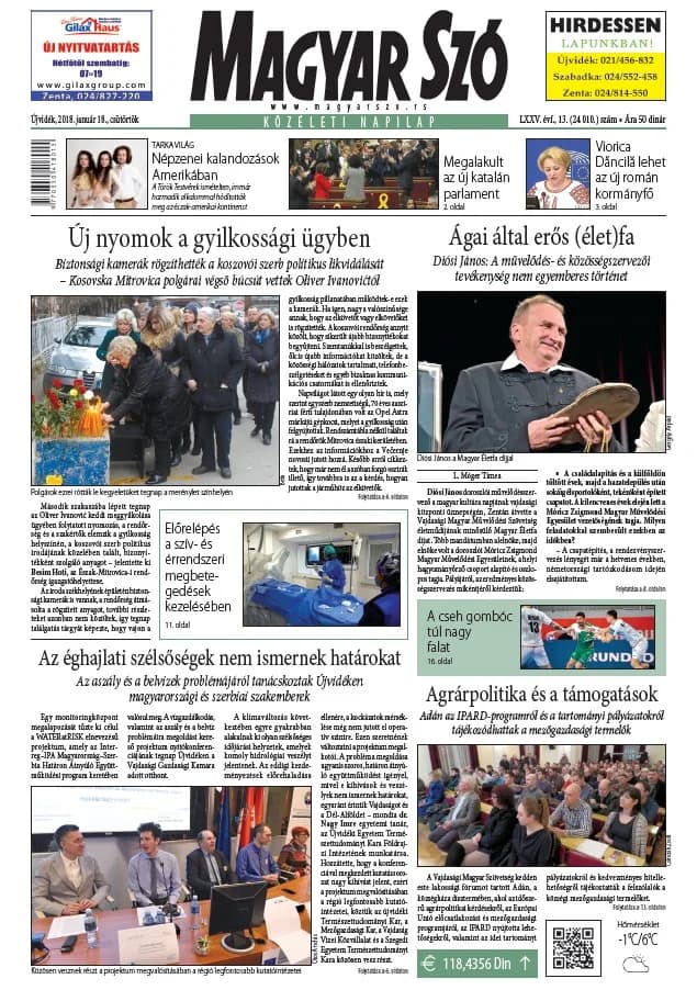 Magyar Szó, 75. évf. 2018. január 18. 13. sz. 1–20. oldal