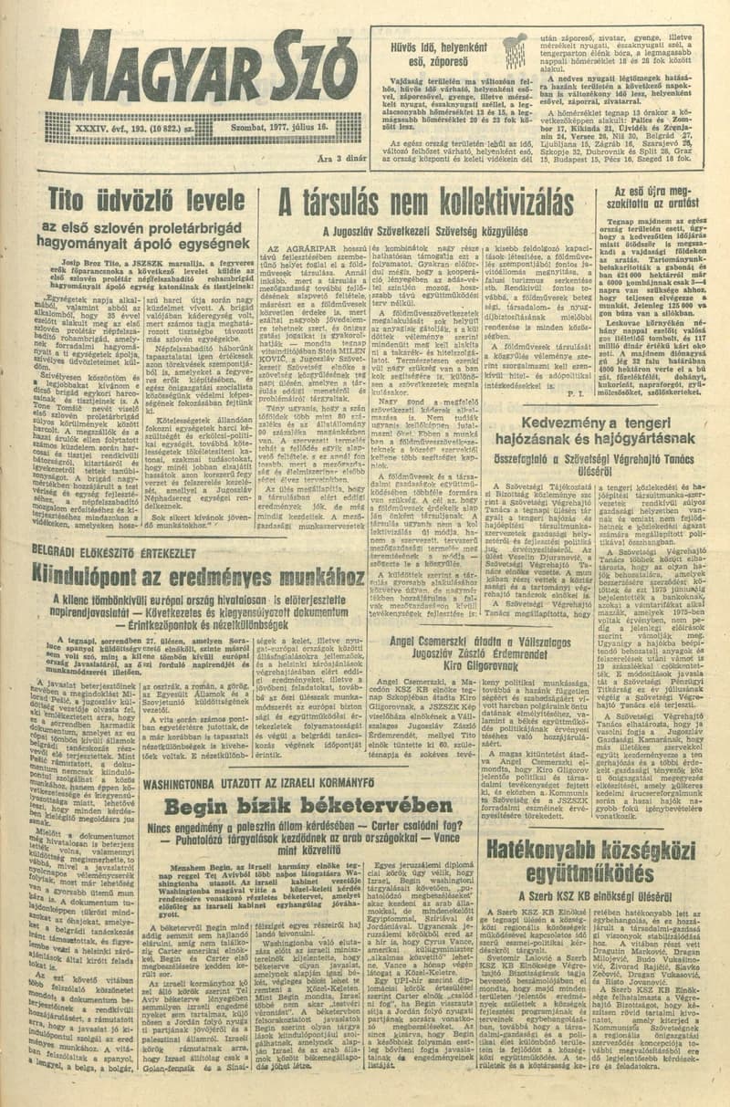 Magyar Szó, 34. évf. 1977. július 16. 193. sz.