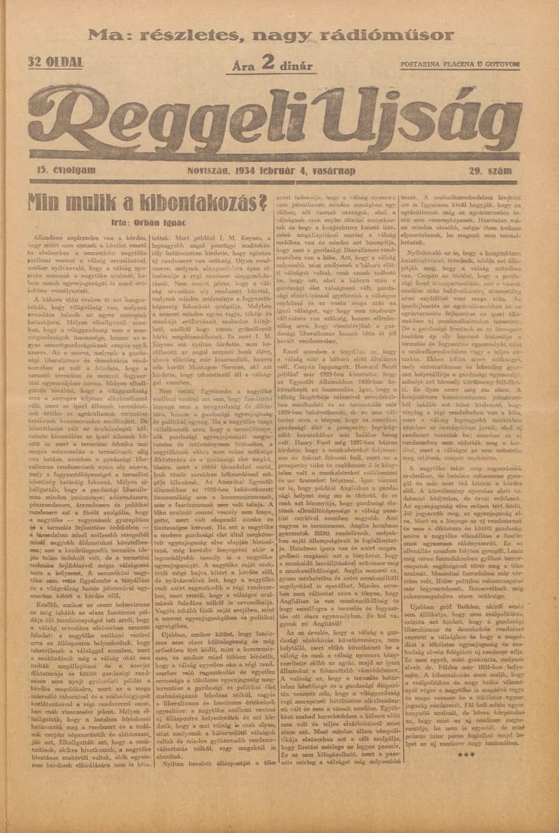 Reggeli Újság, 15. évf. 1934. február 4. 29. sz.