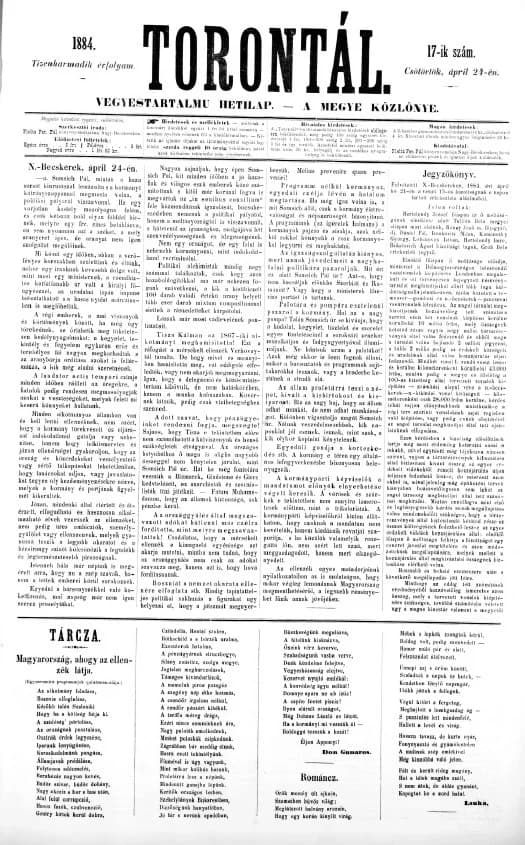 Torontál, 13. évf. 1884. április 24. 17. sz.