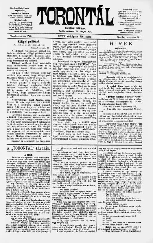 Torontál, 35. évf. 1906. november 21. 266. sz.