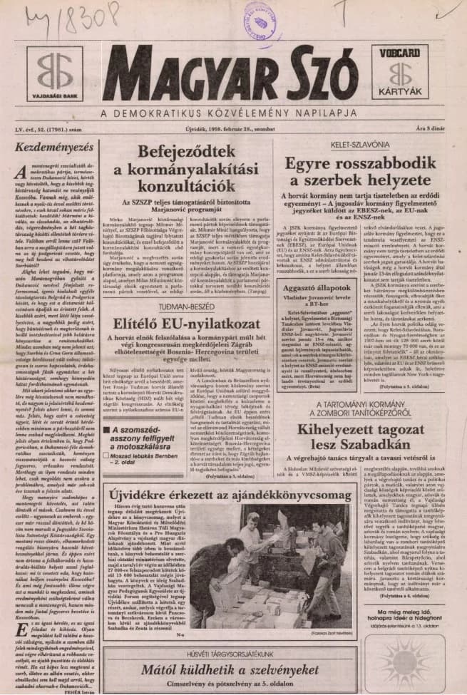 Magyar Szó, 55. évf. 1998. február 28. 52. sz. 1–16. oldal