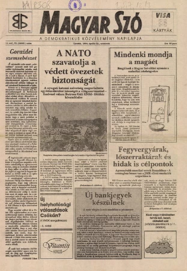 Magyar Szó, 51. évf. 1994. április 21. 73. sz. 1–16. oldal