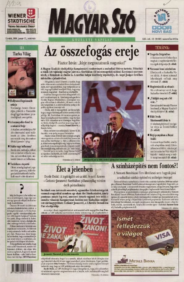 Magyar Szó, 65. évf. 2008. január 17. 12. sz. 1–20. oldal